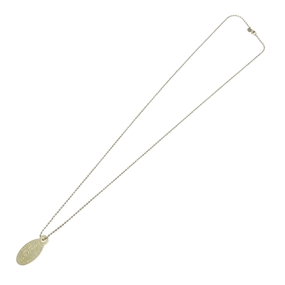 Tiffany Please Return To Plate Necklace Silver